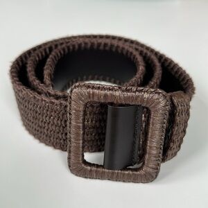 Yves Saint Laurent Rive Gauche Brown Woven Raffia Safari Belt M